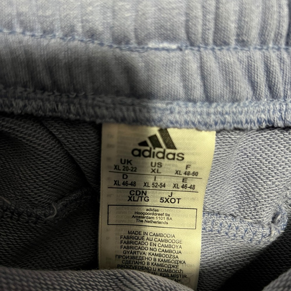 Adidas Womens XL Blue 3 Stripe Joggers Sweatpants Tapered Leg Activewear Pockets - Picture 3 of 4